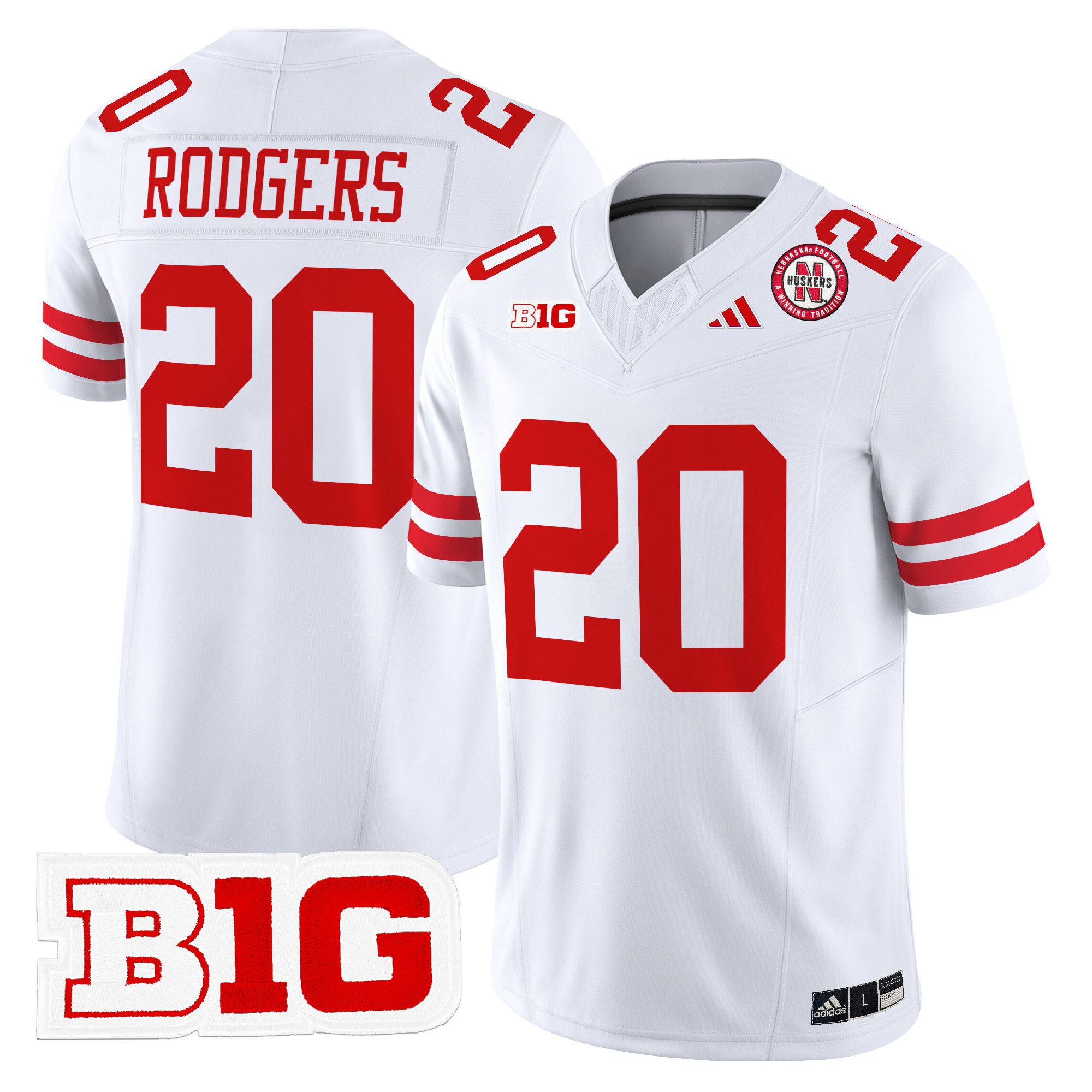 Men Nebraska Cornhuskers #20 Rodgers White 2024 Vapor Limited NCAA Jersey->ncaa teams->NCAA Jersey